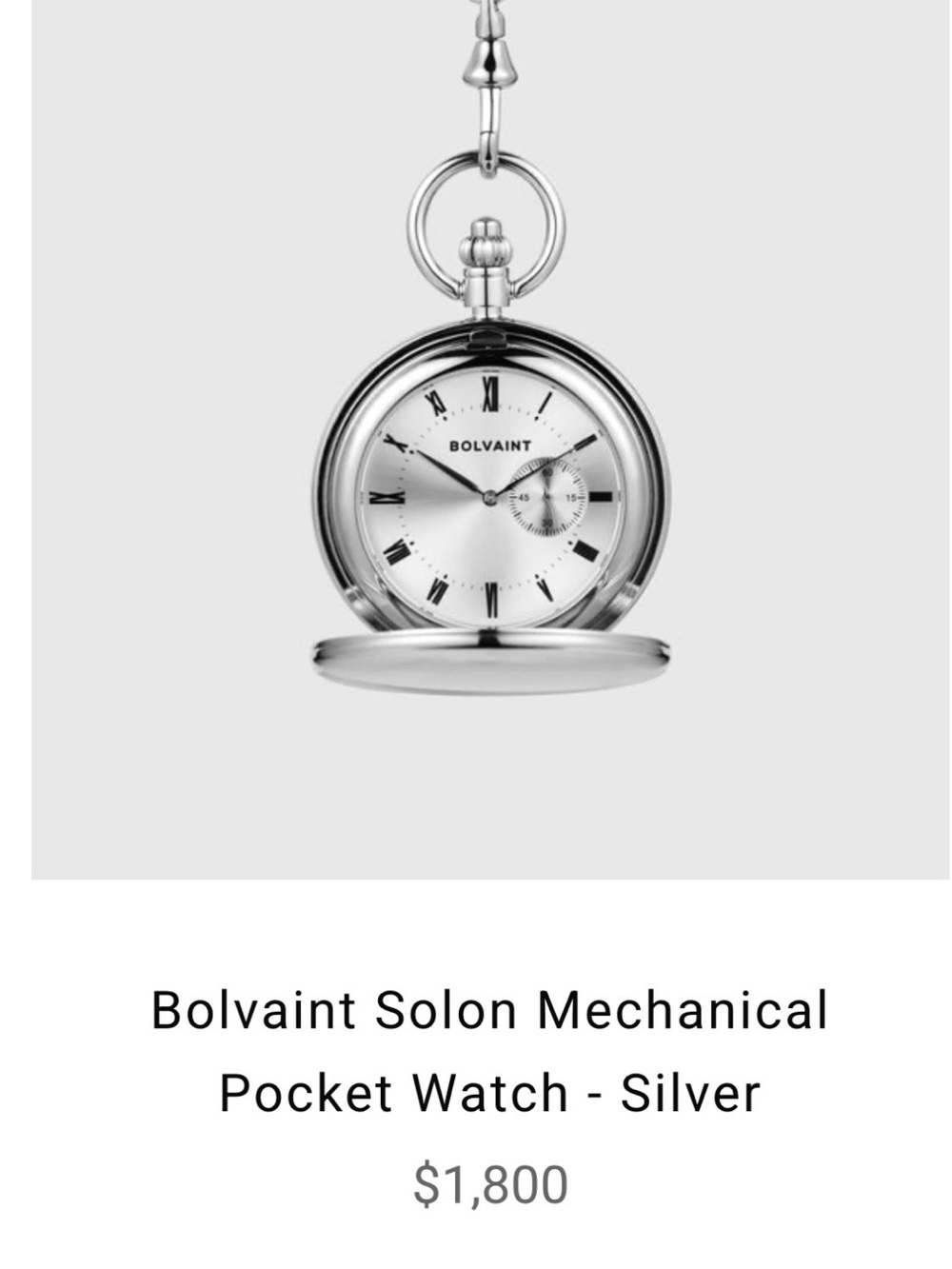 Bolvaint Solon Mechanical Pocket Watch — Silver Finish